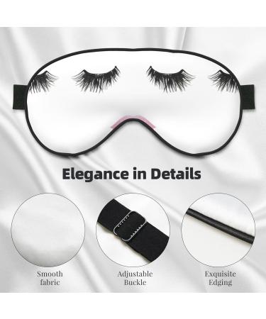 Unisex Eyelash Lip White Print Sleep Eye Mask - Soft Comfort Travel & Yoga Eye Shade Cover - Black - Buy Online on GoSupps.com
