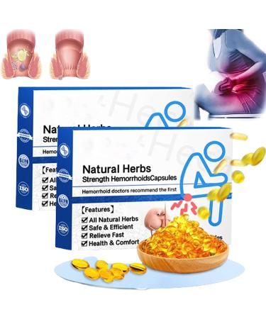UANGLI Heca Natural Herbal Strength Hemorrhoid Capsules Hemorrhoid Suppository Rapid Hemorrhoid Treatment Natural Hemorrhoid Relief Capsules (2 Box)