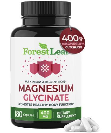 Pure Magnesium Glycinate 400mg Serving - High Absorption Magnesium Glycinate - Mag Bisglycinate for Stress Bones Muscles Nerves Relaxation & Heart Health Non GMO & Gluten Free - 180 Capsules Magnesium Glycinate 180 Cou