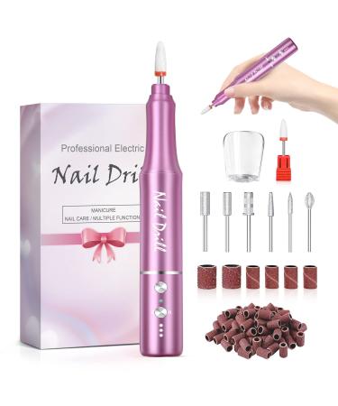 Electric Nail Drill Machine  30000RPM Professional Cordless Electric Nail File for Acrylic Gel Nails  Portable Manicure Pedicure Polishing Shape Tools Purple