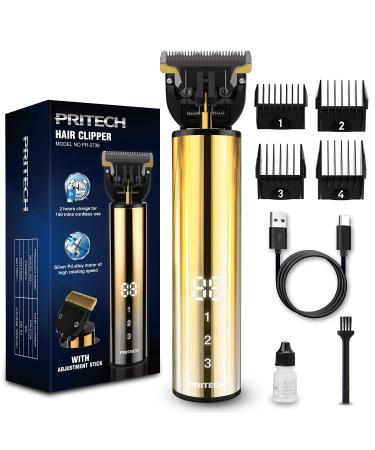 Professional Hair Clippers for Men Cordless Hair Trimmer Ornate Beard Trimmer Lineup Hair Clipper Rechargeable Grooming Kit Adjustable Hair Trimmers Outliner Edgers Haircut Kit with LED Display Gold