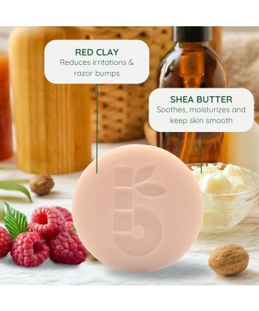 Bambaw Shaving Soap for Women - 80g Shea Butter & Red Clay Vegan & Palm Oil-Free Natural Raspberry Razor Soap for All Skin Types - Buy Online on GoSupps.com