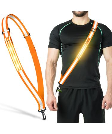 YLZZRS reflective LED belt tirpe safety lights for walkers at night high visibility reflective running equipment for men women children night dog walks (orange)
