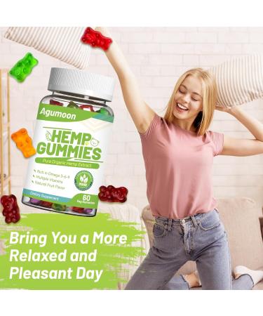 Hemp Gummies 2 Packs High Potency Edible Relaxing Gummy with Natural Hemp Oil Extract - Vegan Low Sugar Non-GMO - 120 Counts 60 Count (Pack of 2) - Buy Online on GoSupps.com