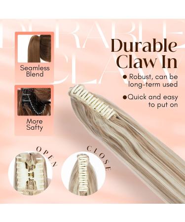 TESS Claw Clip in Ponytail Hair Extensions 26 Inches Straight Ponytail Extension Ash Blonde Balayage Hair Extensions Clip in Ponytail Blond for Women 150g - Buy Online on GoSupps.com