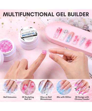 Makartt Solid Gel Builder for Nails 15ml Pink Glitter Nail Extension 3D Gel Sculpting Nail Art UV Nail Glue for Press on Nails Rhinestone Gel Molding Lamp Cured Twinkling Ballet - Buy Online on GoSupps.com