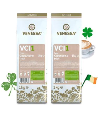 VENESSA Cappuccino Irish VCI1 Flavoured powdered drink 2 x 1 kg with soluble coffee, economical with creamy consistency, compatible with automatic machine