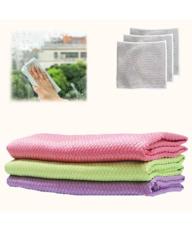 liucocotos Probablei Streak-Free Miracle Cleaning Cloths - Reusable Probable Cleaning Cloth Fish-Scale Streak Free Glass Cleaning Cloth for Windows Kitchen Cleaning (3PCS 15.7 * 15.7in) 3pcs 15.7*15.7in