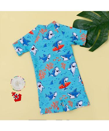 PythJooh Baby Boy Swimsuit Zipper Rash Guard One Piece Beach Swimwear Shark Print Shorts 0-5Years - Swimming Shark - Buy Online on GoSupps.com