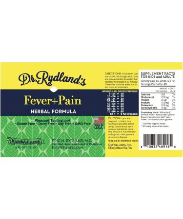 Dr. Rydland's Herbal Supplement for Fever & Pain Relief | KidsWellness Formula | PMS Body Aches & Headaches | 4 oz Bottle - Buy Online on GoSupps.com