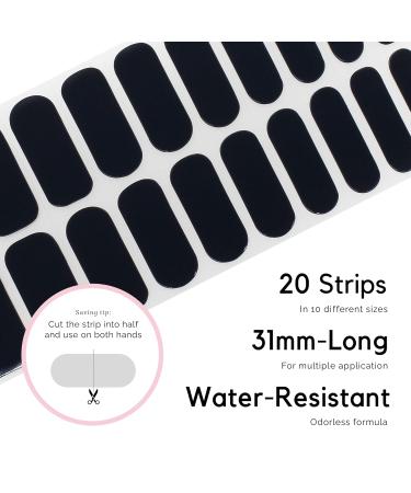 Buy Nailog Halfway Hardened Gel Nail Wraps - 20 Long-Lasting Nail Polish Strips | Salon Quality Gel Nail Stickers | Shiny Noir Finish - Buy Online on GoSupps.com