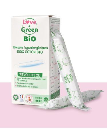 Love & Green Organic Tampons hypoallergenic with applicator 14 pieces with applicator - Super - Buy Online on GoSupps.com