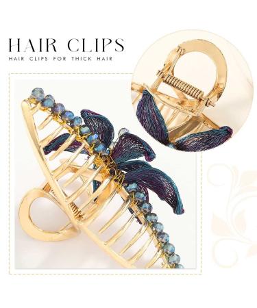 Brinie Flower Beaded Hair Claw Clip - Gold Large Clamp for Women and Girls - Buy Online on GoSupps.com