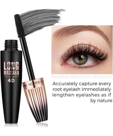 Black 4D Silk Fiber Waterproof Mascara for Extra Long & Thick Lashes - Smudge-Proof & Long Lasting - Buy Online on GoSupps.com