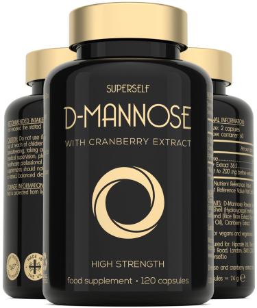 D-Mannose with Cranberry Capsules - 1000mg D Mannose & Cranberry Extract per Serving - 120 Tablets - UK Made & Vegan - High Strength Natural Dmannose Supplement for Women and Men
