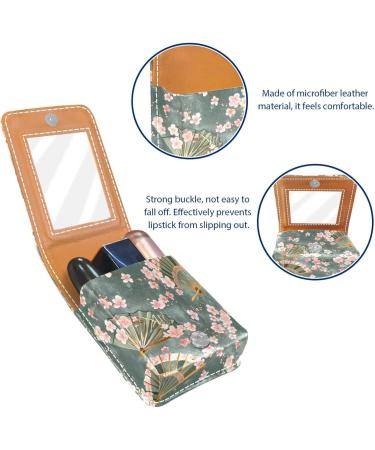 Travel Lipstick Organizer Case - Portable Makeup Bag with Mirror | Pink Cherry Blossom Design - Buy Online on GoSupps.com