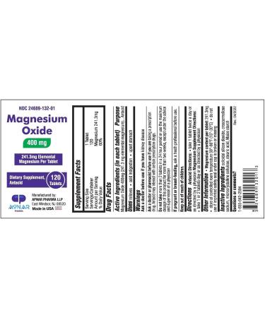 Magnesium Oxide 400mg Tablets - 120 Count - Dietary Supplement Antacid - Buy Online on GoSupps.com
