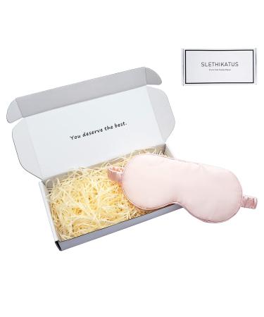 SLETHIKATUS 100% Silk Eye Mask for Sleeping Sleep Mask for Women Silk Face Mask with Gift Package Silk Blindfold Satin Eye Covers (Pink)