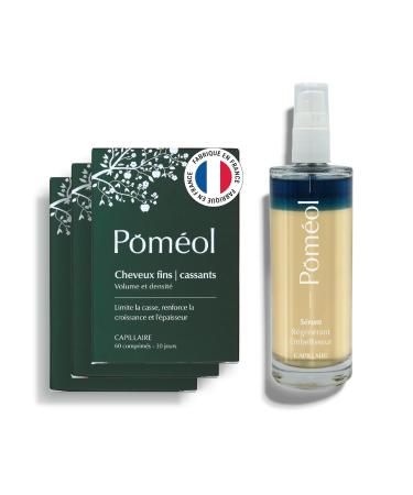 POM OL | FINE & BRITTLE HAIR PACK | Food Supplement for Fine & Brittle Hair + Regenerating Serum | Special Volume & Density Thickness & Sheathing | Accelerates Growth | 90 days