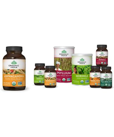 Organic India Ashwagandha Supplement - USDA Organic, Non-GMO, Vegan & Gluten-Free - 180 Capsules for Stress Relief, Mood & Vitality Support - Buy Online on GoSupps.com