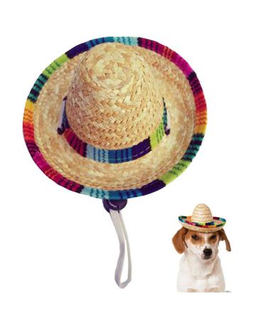 Kitatayi Dog Sombrero Hat, Mini Straw Sombrero Hats Mexican Hats Sombrero Party Hats for Small Pets/Puppy/Cat