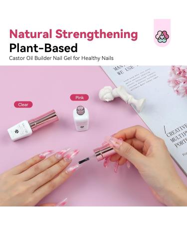SAVILAND Builder Nail Gel - Clear Pink Thickening Gel with Castor Oil & Vitamin E | LED Cured Hard Gel for Home Nail Care & Strengthening - Buy Online on GoSupps.com