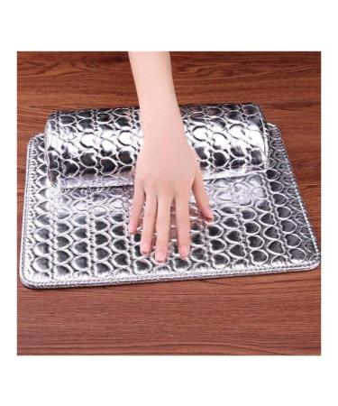 Nail Arm Rest Manicure Arm Rest Nail Pillow Professional Hand Cushion Holder PU Leather Soft Hand Cushion Pillow and Pad Rest Nail Art Arm Rest Holder (Color : Silver)
