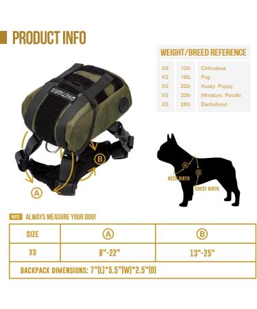 OneTigris Ranger Green X-Small Dog Pack Backpack for Camping, Hiking, and Walking with Litter Bag Exit - Buy Online on GoSupps.com