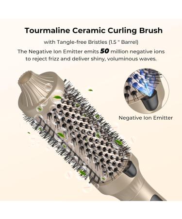 Thermal Brush 1.5 in Volumizing Brush Curling Iron Heated Curling Brush Ceramic Tourmaline Ionic Curling Comb Dual Voltage Travel Curling Iron with Brush LCD Display 10 Temperatures Heated Round Brush Gold - Buy Online on GoSupps.com