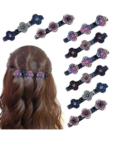 Crystal Stone Braided Hair Clips: Multi Clip Hair Barrette with 3 Small Clips Sparkling Hair Accessories with Rhinestones Sectioning Thick Thin Hair Girls Hair Accessories for Styling Sectioning Rhinestones Hair Clips 8P...