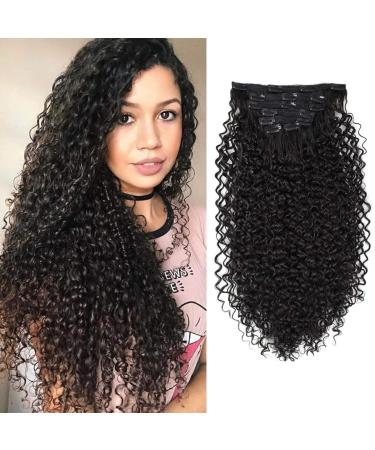 BHF 26 inch Kinky Curly Clip In Hair Extension  Double Weft Full Head Japanese Heat Resistance Fiber 140g Synthetic Hair Extensions For Women 7pieces (2) curly-2