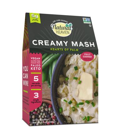 Natural Heaven Hearts of Palm Creamy Mash | Gluten-Free | 7g of Carbs | Keto | Paleo | Vegan | Vacuum Packed (12 Ounce  1 Count)