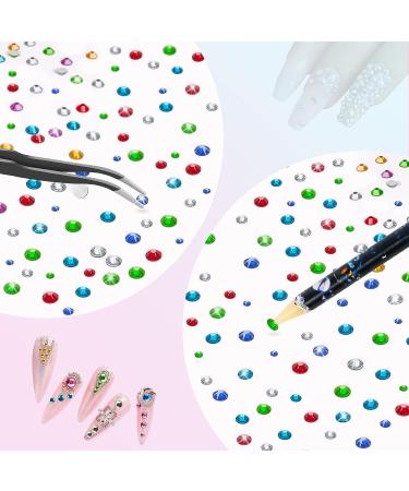 Subay 2500Pcs Nail Art Rhinestones Kit - 12 Colors, 3 Size Gems & Crystals in Storage Organizer Box - Tweezer, 2 Wax Pencils - Multicolor Rhinestones Set - Buy Online on GoSupps.com