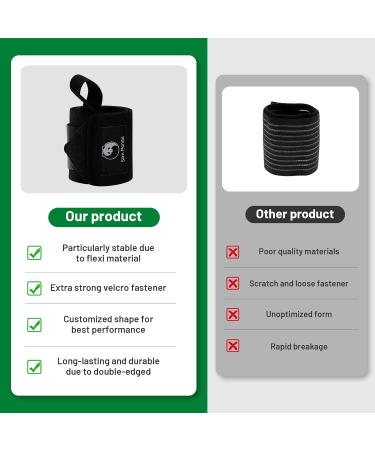 Slim Panda Wrist Bandages - 1 Pair 45 cm Training Aid for Strength & Fitness | Professional Wrist Protectors for Men & Women - Black - Buy Online on GoSupps.com