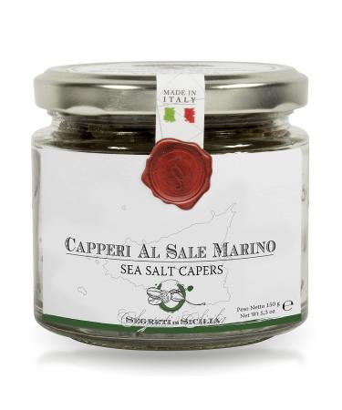 Frantoi Cutrera Gourmet Italian Capers in Sea Salt - Capers Non Pareil - Capers For Cooking and Garnishing - Mediterranean Caper Imported From Italy 5.3oz (150g) 5.3 Ounce (Pack of 1)