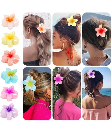 Lily Flower Claw Clip 6PCS Cute Flower Hair Clip with 6 Colors Hawaiian Hair Barrettes Accessories for Women Girls Non-Slip Jaw Clamps Headwear for Thick Thin Hair Christmas Birthday Gift for Women Girls - Buy Online on GoSupps.com
