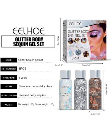 Eye Sequin - Sequin Gel Set with 5 Colors | Makeup Sequin Eyeshadow Liquid Stage Makeup Face Body Set Body Gel for Girls Women Ladies Frifer Suit - Buy Online on GoSupps.com