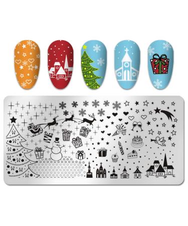 Christmas Nail Stamping Plate Set - Snowflake Elk Winter Stencils for Holiday Manicure - Buy Online on GoSupps.com