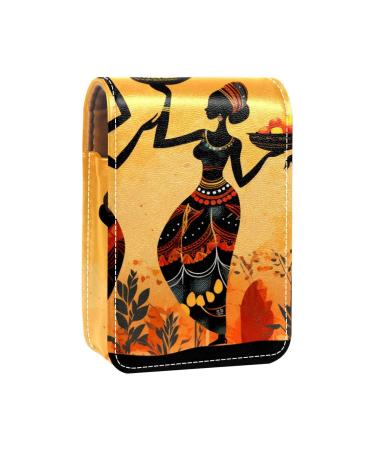 Travel Lipstick Organizer Case Lipstick Case Portable Makeup Bag With Mirror Fruit Ethnic African Woman K446h9nlan