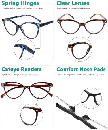 Eyekepper 4-Pack Cateye Reading Glasses for Women +2.00 - Stylish & Colorful 2.0x Readers - International Shipping Available - Buy Online on GoSupps.com