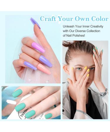 LKE Gel Nail Polish Kit with 72W UV Lamp | 6 Macaron Colors + Top & Base Coat | Manicure DIY Gifts for Women - Buy Online on GoSupps.com