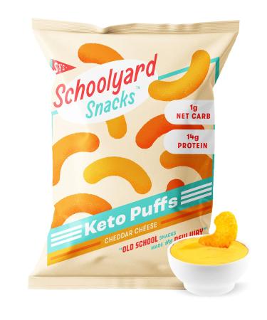 Schoolyard Snacks Low Carb Keto Cheese Puffs | Cheddar Cheese High Protein Puff Snacks | All Natural Gluten & Grain-Free Healthy Keto Chips | 12 Individual Bags | 100 Calories