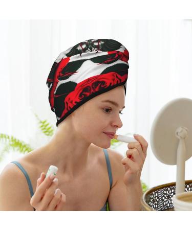 Buy Red Rose Coral Velvet Quick-Dry Hair Cap | Travel & Home Hair Towel Wrap for Men & Women - Buy Online on GoSupps.com