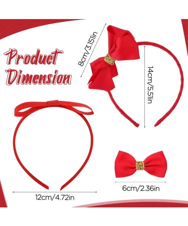 Wincredulous 2 Pieces Bowknot Headband Satin Red Ribbon Headband with 2 Pieces Red Hair Bows Bow Headband Hair Accessories for Girls for Birthday Daily Decor Back to School Accessories (Red) - Buy Online on GoSupps.com