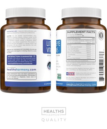 Lutein Eye Vitamins (Non-GMO) Vision Support Supplement for Tired and Dry Eyes - Maintain Vision Health with Zinc & Powerful Bilberry Milk Thistle Grape Seed and Turmeric Extracts - 60 Capsules - Buy Online on GoSupps.com