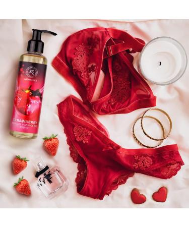 Sensual Strawberry Massage Oil 200ml | Edible Relaxation Body Oil with Almond & Grape Seed Oil - Buy Online on GoSupps.com