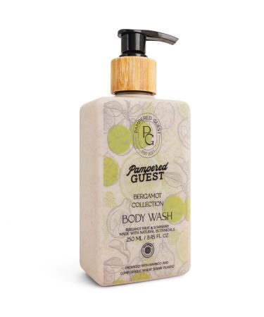 Pampered Guest Bergamot Body Wash EWG Verified Natural Plant Derived Hypoallergenic Paraben Sulfate Petroleum-Free Cruelty-Free Hydrating Skin Shower Gel 8.45oz