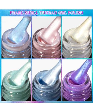 Mizhse Gel Nail Polish Set - 6 Pearl Effect Colors | White Shimmer UV Gel | 10ml UV/LED Soak Off Nail Polish - Buy Online on GoSupps.com