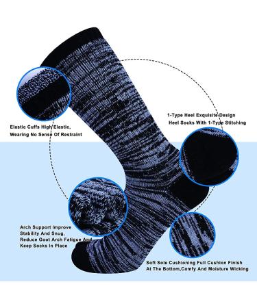 Enerwear Men's Cotton Crew Socks 10-13, 10-Pack - Moisture Wicking, Heavy Cushion, Black Heel/Grey Foot - Buy Online on GoSupps.com