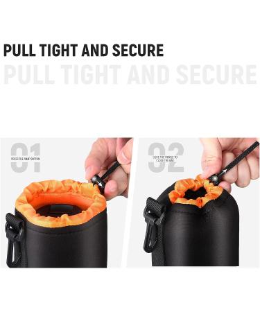 NEEWER Camera Lens Pouch (4 Pack) | Protective Neoprene Bag for DSLR Lens - Sony, Canon, Nikon, Pentax, Olympus, Panasonic | Drawstring Design & Soft Plush Interior - Orange | 4 Sizes Included - Buy Online on GoSupps.com